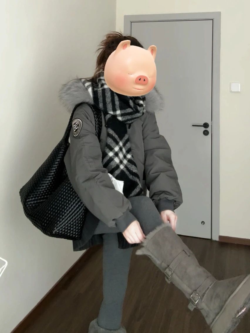 防护功能 H型 连帽领 中长袖 棉羽绒袖 满印&循环 格纹/菱格 绗缝 尾气黑 青铜色 灯黑 毛条  - VALI鞋履AI设计主图