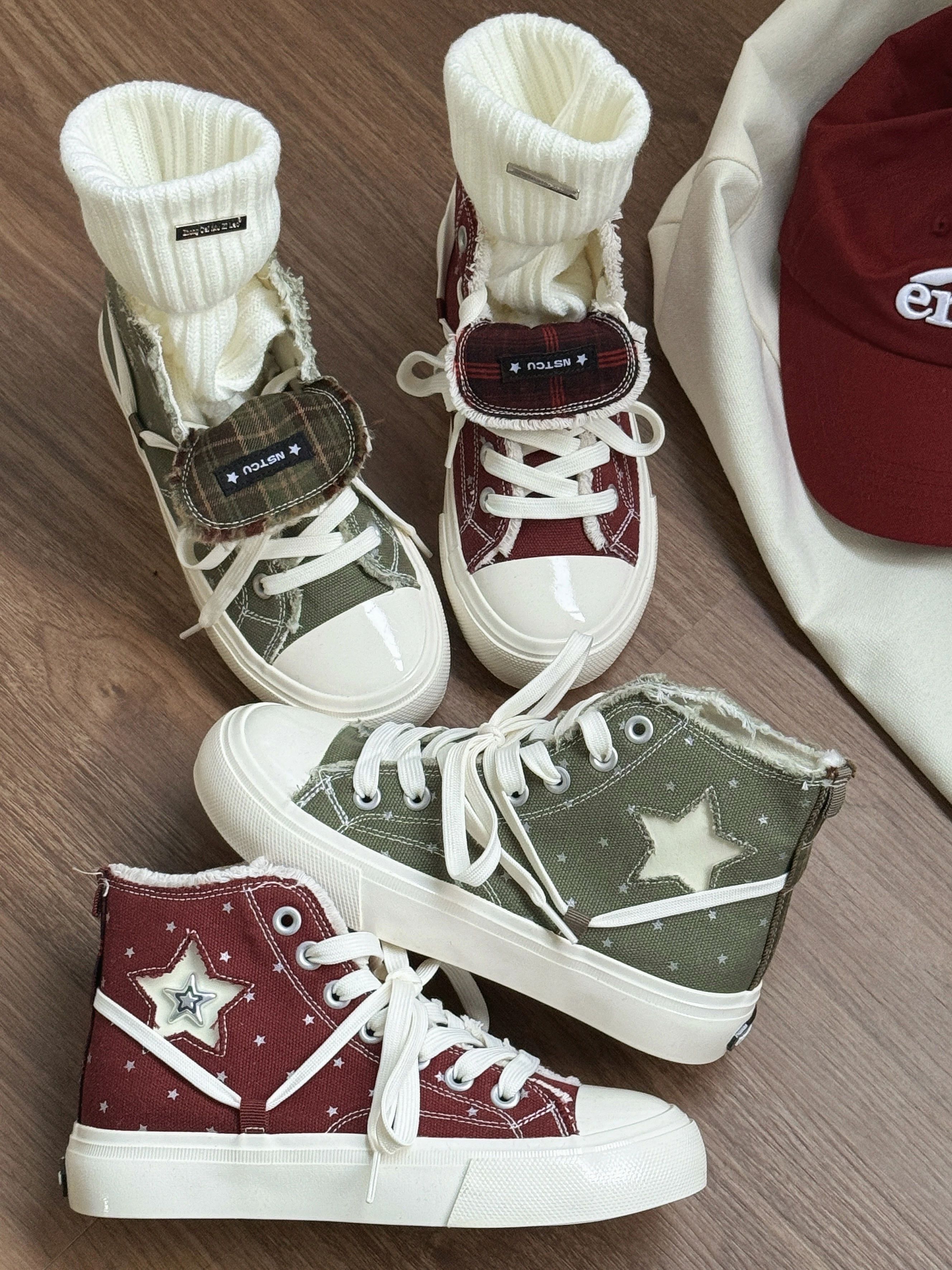 水洗蓝 风蓝色 冰凌色 高帮 系带 布面  - VALI鞋履AI设计主图