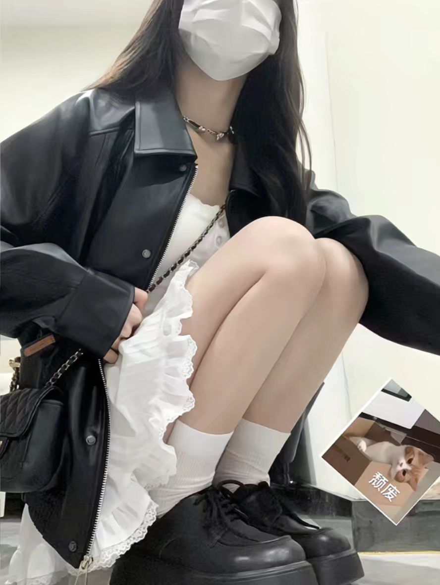 皮革面料 H型 翻领 中长袖 基础袖 燕尾服 白云母 星白色 基础扣饰  - VALI鞋履AI设计主图