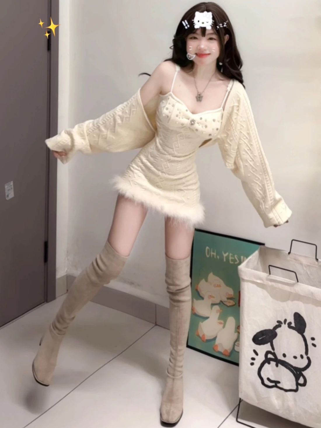 棉麻 S型 抽褶 巴西沙 蛋酒色 烟灰色  - VALI鞋履AI设计主图