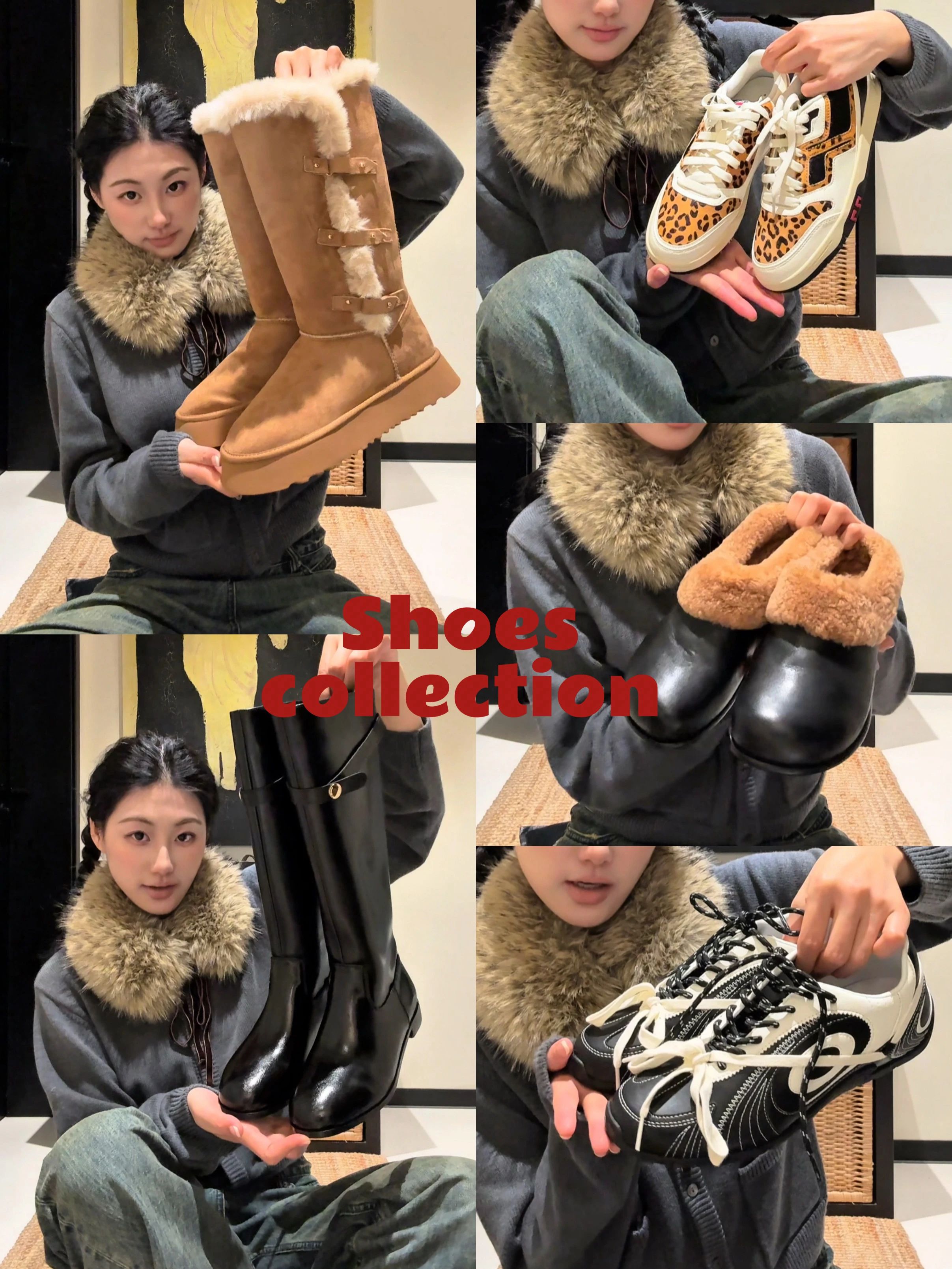 皮草面料 翻领 中长袖 基础袖 满印&循环 印花 陨石色 棕灰色 不可穿透 毛条 基础扣饰  - VALI鞋履AI设计主图