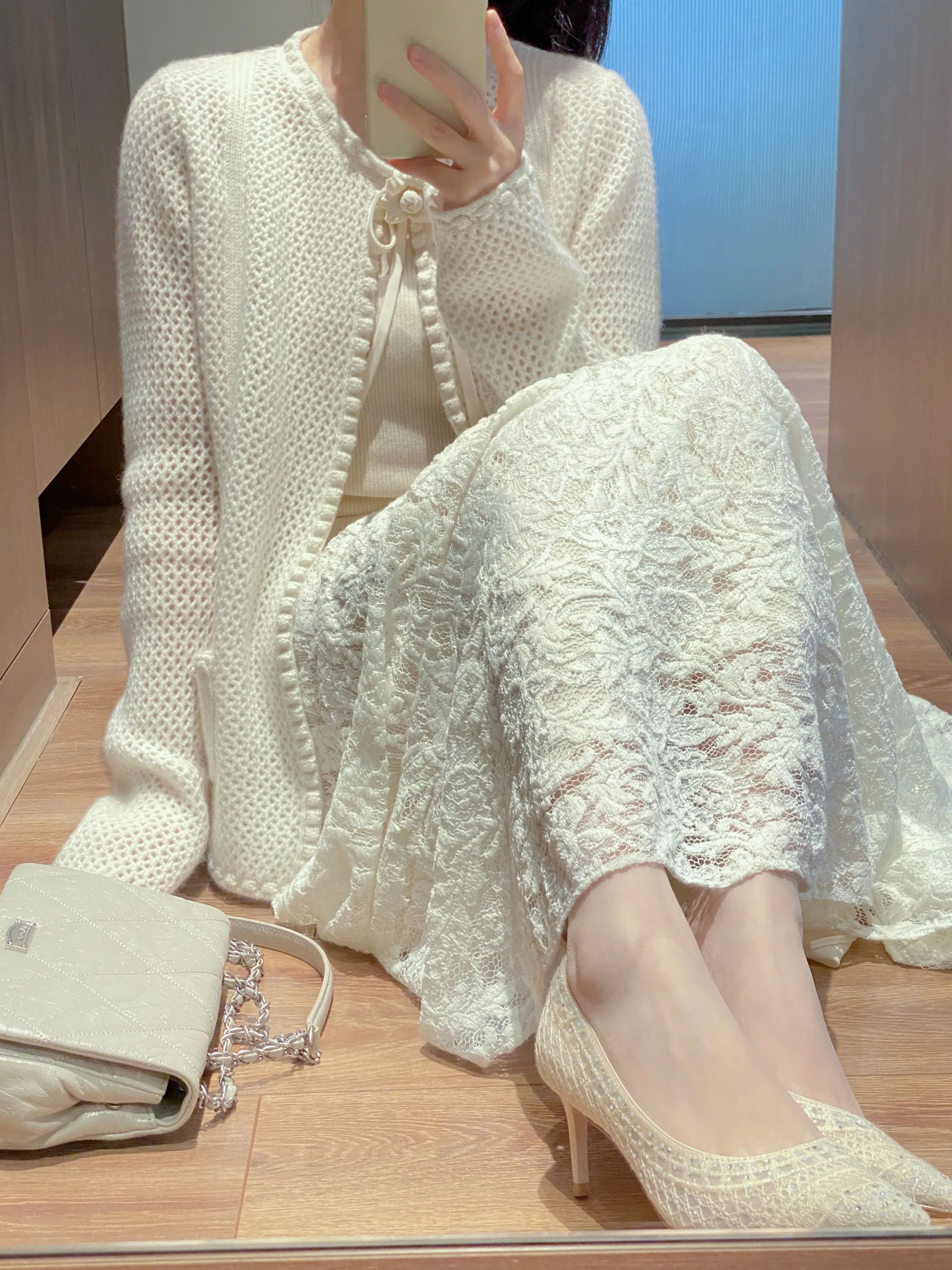 高跟 细跟 芦笋绿 黑麦地 飞蛾色 尖头 低帮 一脚蹬 蕾丝  - VALI鞋履AI设计主图