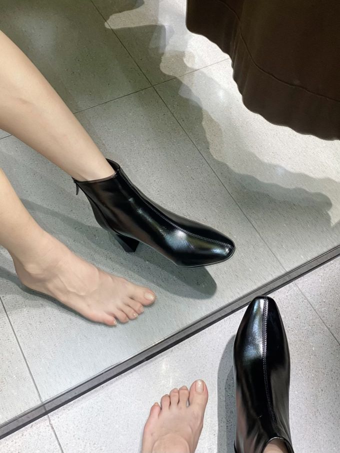 粗跟 燕尾服 松香色 都市灰 方头 皮革 