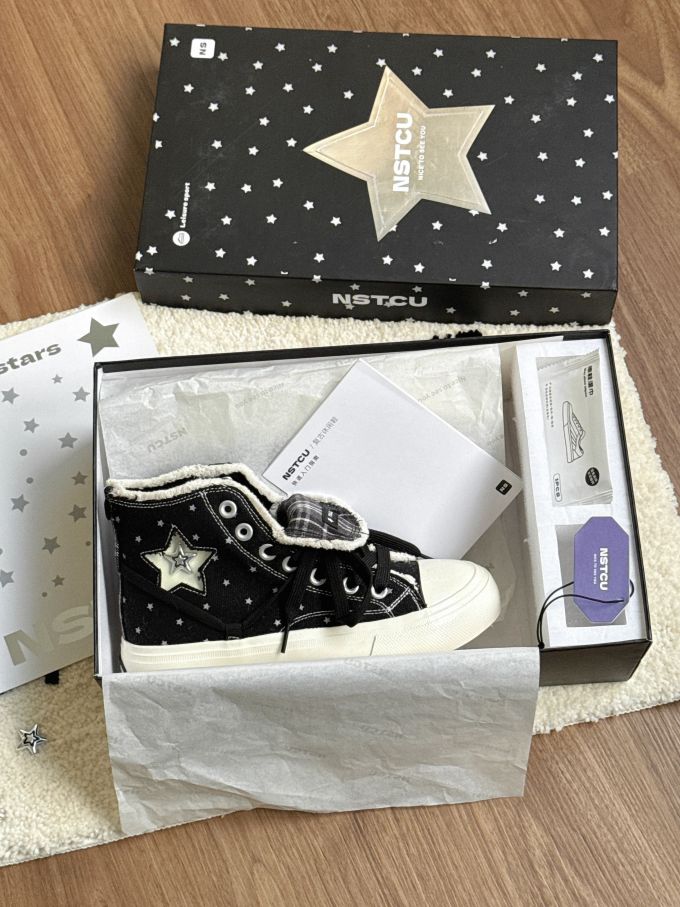 燕尾服 婴儿爽身粉 奶油奶油 高帮 系带 布面 