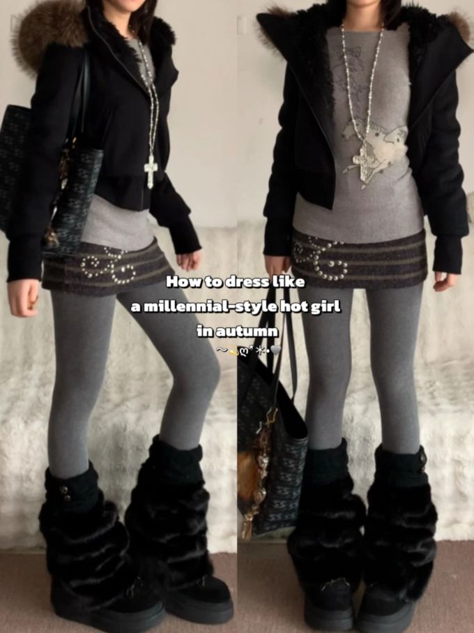 呢绒 T型 连帽领 基础袖 燕尾服 棕灰色 铁棕色 基础拉链 