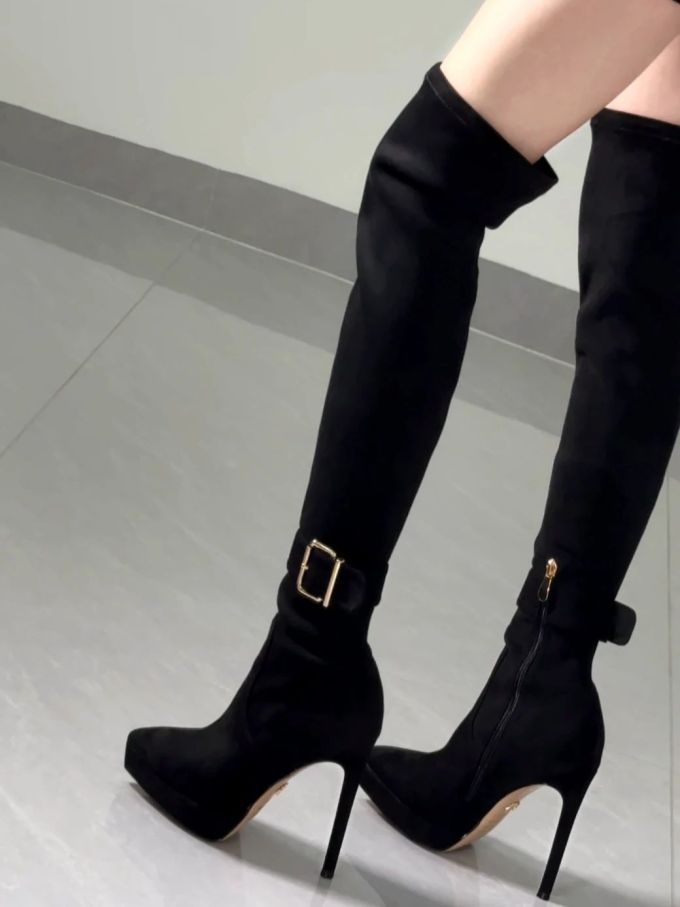 高跟 细跟 燕尾服 尖头 皮革 