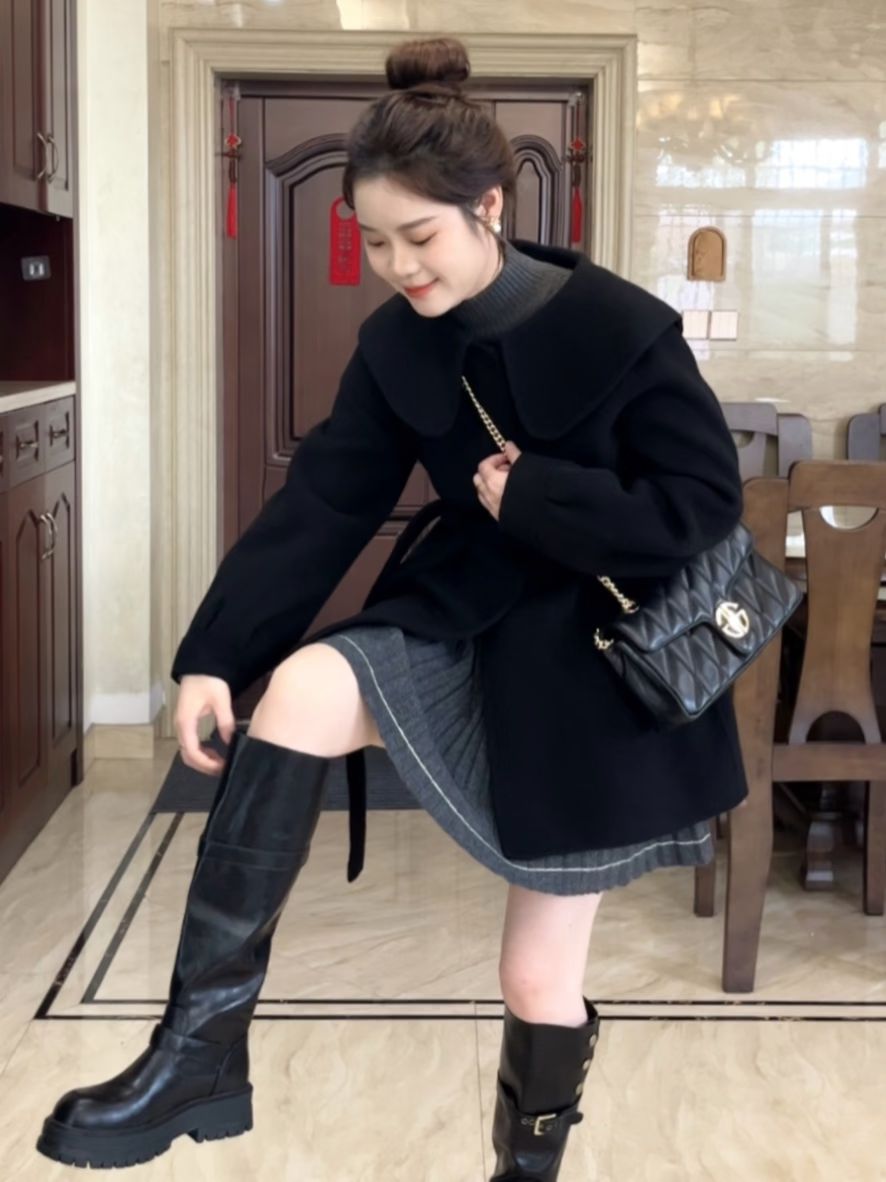 呢绒 H型 立领 超长袖 基础袖 男中音蓝 纯灰色 深黑蓝色  - VALI鞋履AI设计主图