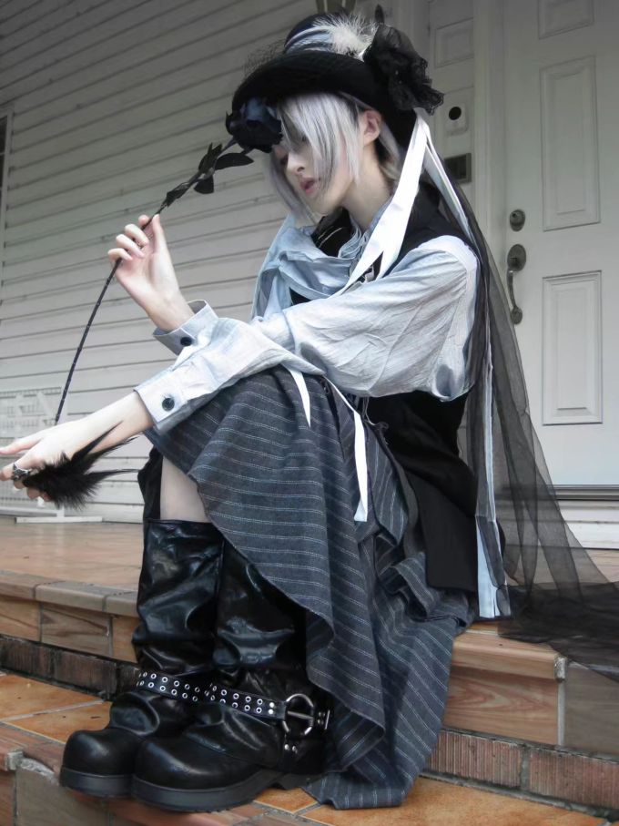 棉麻 解构 满印&循环 条纹/波纹 暗深蓝黑色 亮白 黑蓝色 基础绳带 基础扣饰 朋克摇滚 