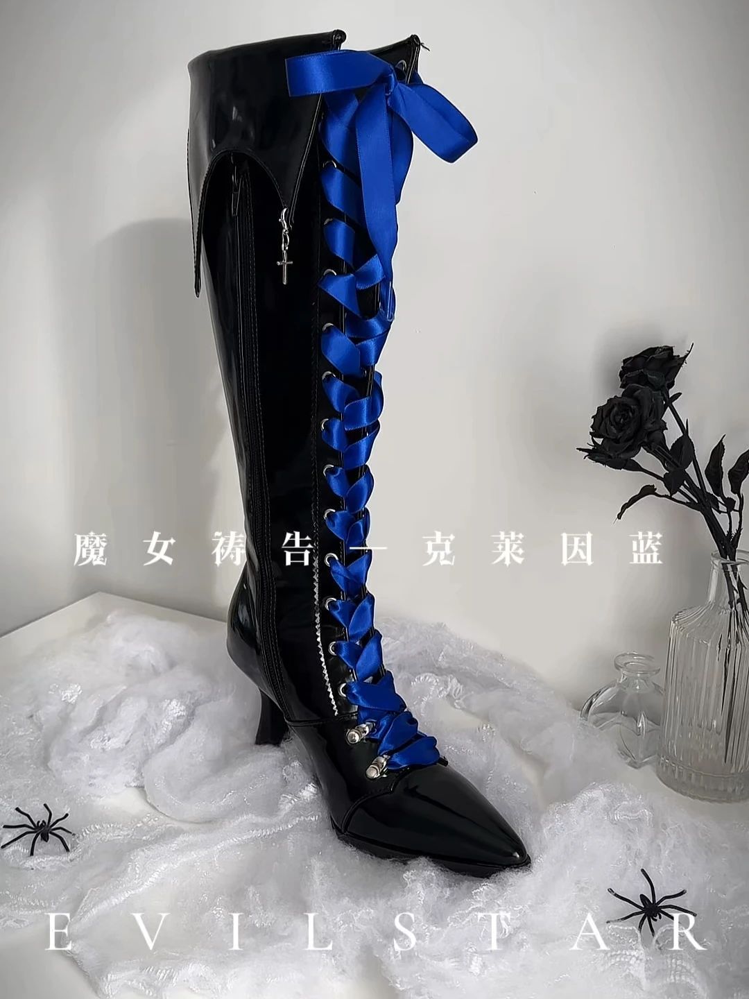 男中音蓝 深海浪蓝 蓝色纹身 尖头 系带 皮革  - VALI鞋履AI设计主图