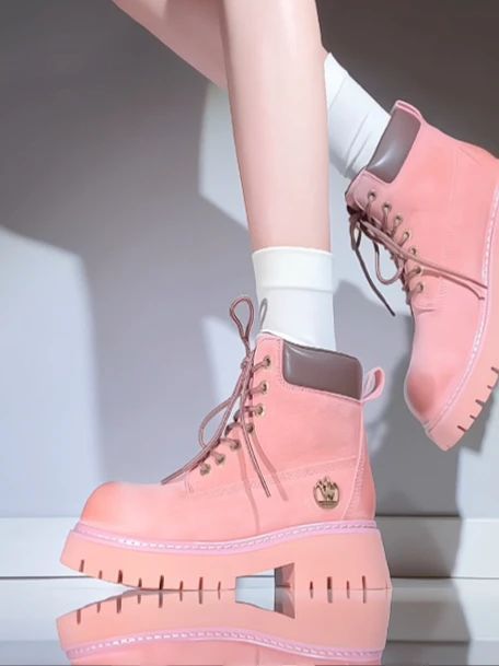 初绽红晕 石英色 暗粉色 系带 皮革 