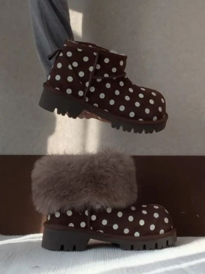 鼹鼠色 巧克力酱色 巧克力棕 圆头 