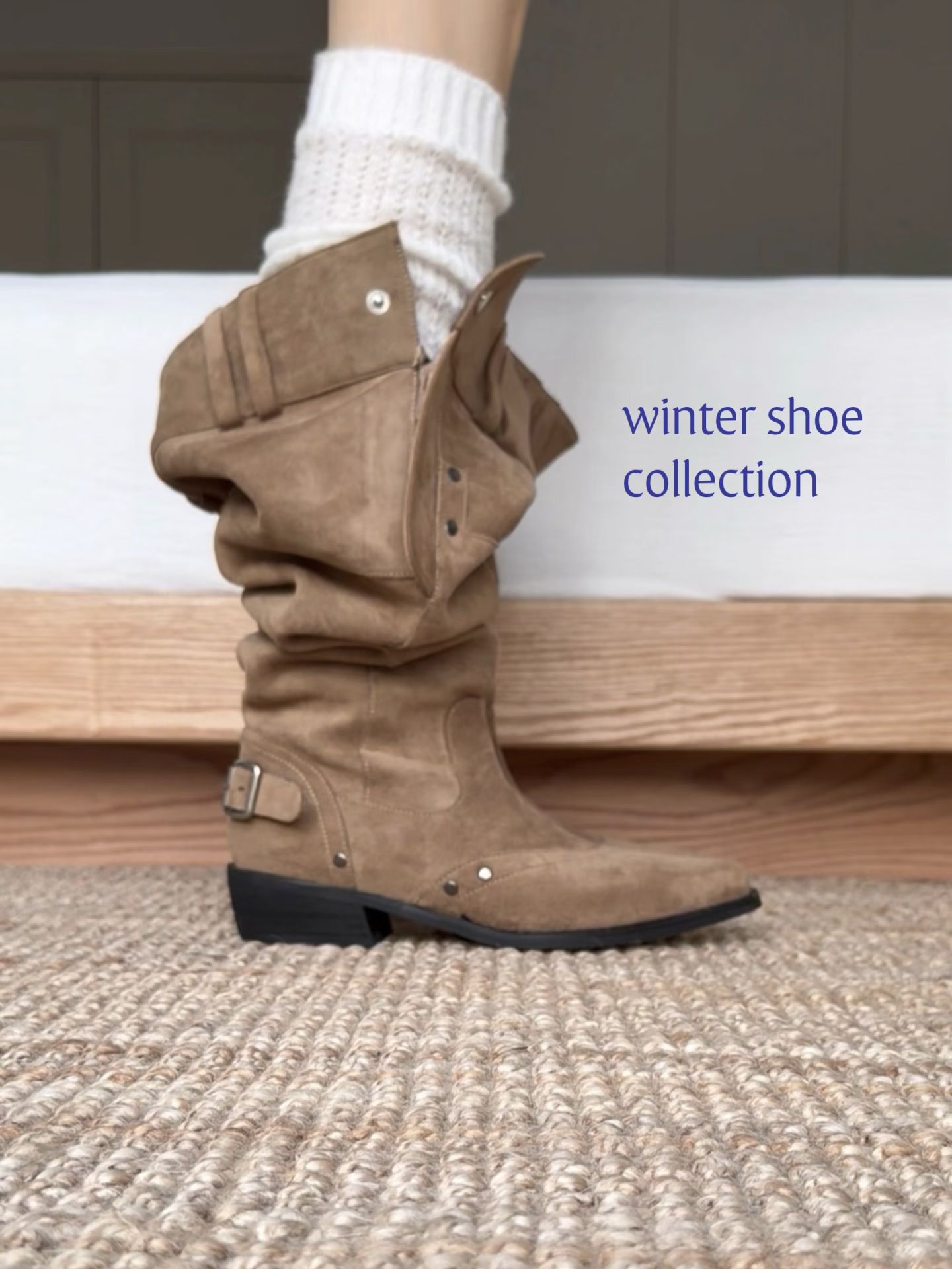 低跟 粗跟 驴皮色 可可奶油 古柯摩卡 皮革 拉链  - VALI鞋履AI设计主图