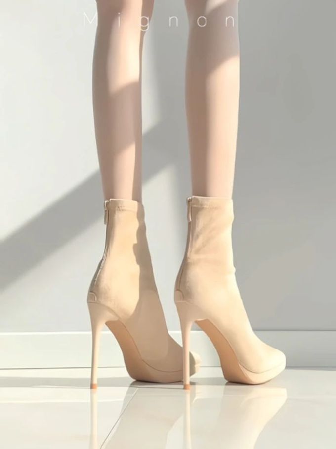 高跟 细跟 秋白色 晚霞色 杏仁冰淇淋色 皮革 