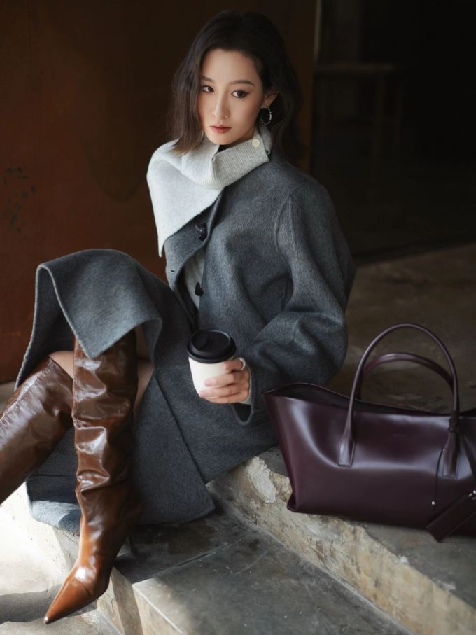 呢绒 H型 插肩袖 深黑 湍流色 烧焦灰 基础扣饰 