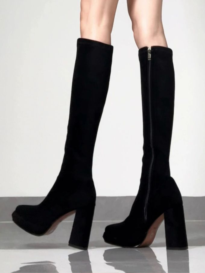 高跟 粗跟 燕尾服 尖头 皮革 