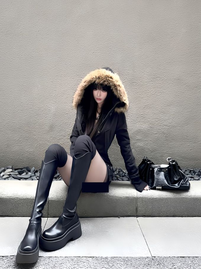 防护功能 H型 连帽领 中长袖 基础袖 海蓝色 奥德赛灰 咖啡褐色 毛条 基础扣饰 ABG辣妹 辣妹 