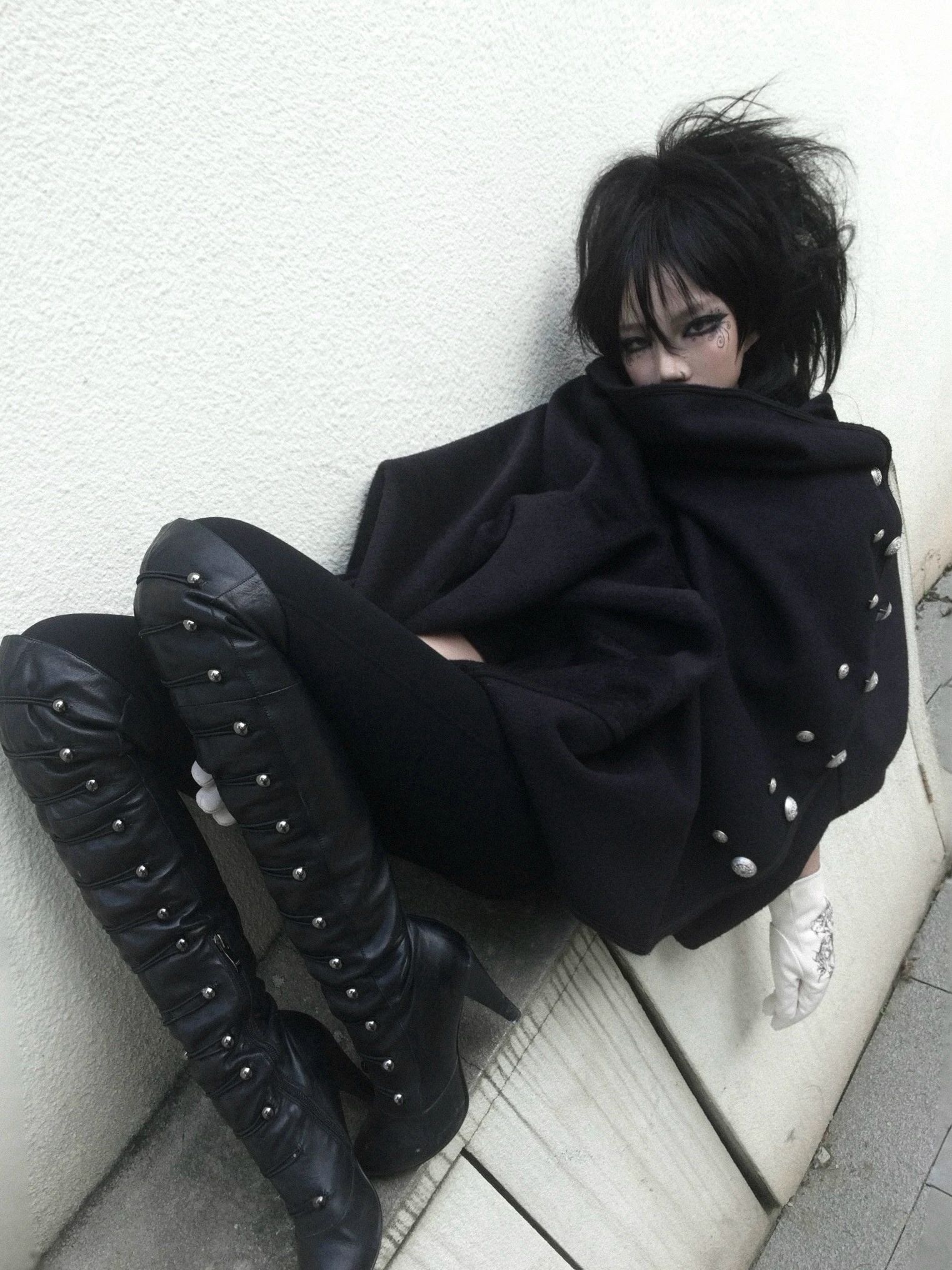 呢绒 H型 立领 中长袖 基础袖 燕尾服 哥特风  - VALI鞋履AI设计主图