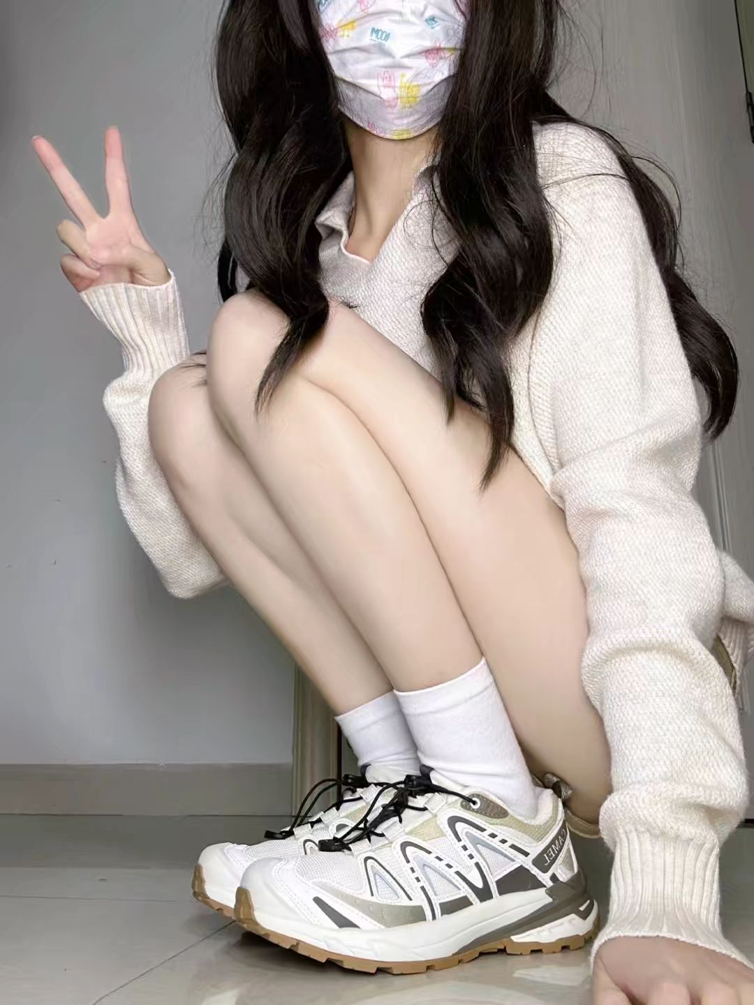 毛纺 基础袖 细针 蛋白 薄云 沙白色  - VALI鞋履AI设计主图