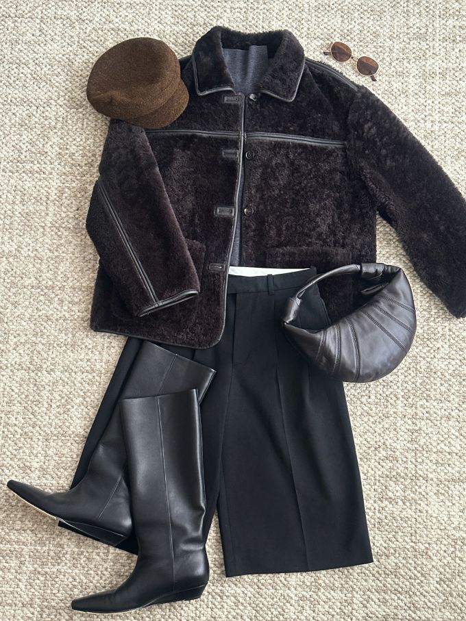 皮草面料 O型 翻领 中长袖 裘毛袖 深井黑 黄貂鱼 深铁灰 基础拉链 