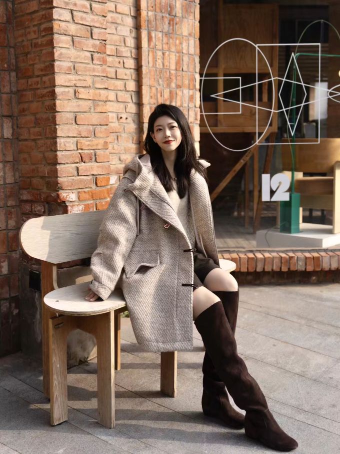 呢绒 H型 翻驳领 中长袖 基础袖 满印&循环 煤灰色 苍白灰 蘑菇灰 基础扣饰 