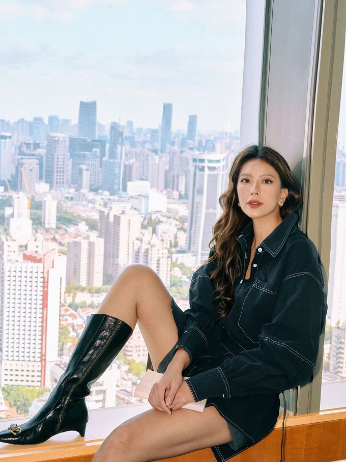 翻领 中长袖 基础袖 撞色线迹 暗松绿 基础扣饰 