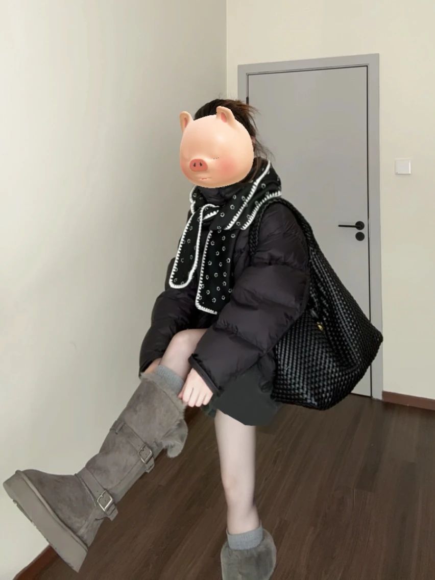 防护功能 连帽领 中长袖 棉羽绒袖 满印&循环 绗缝 陨石色 棕灰色 基础拉链 韩系休闲 休闲  - VALI鞋履AI设计主图