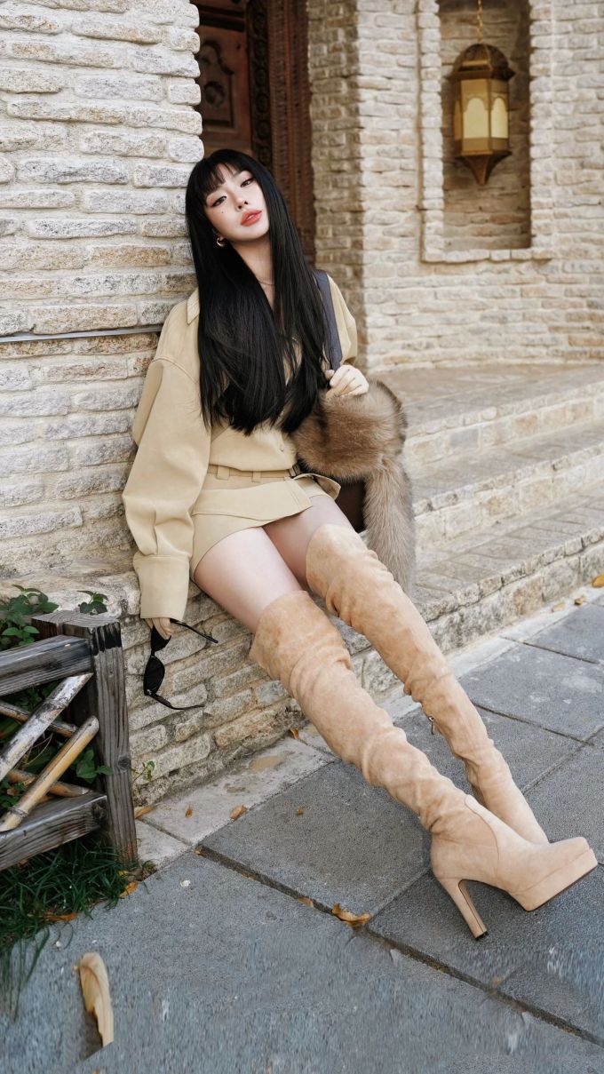 高跟 粗跟 炒杏仁色 海胆色 流沙色 尖头 皮革 