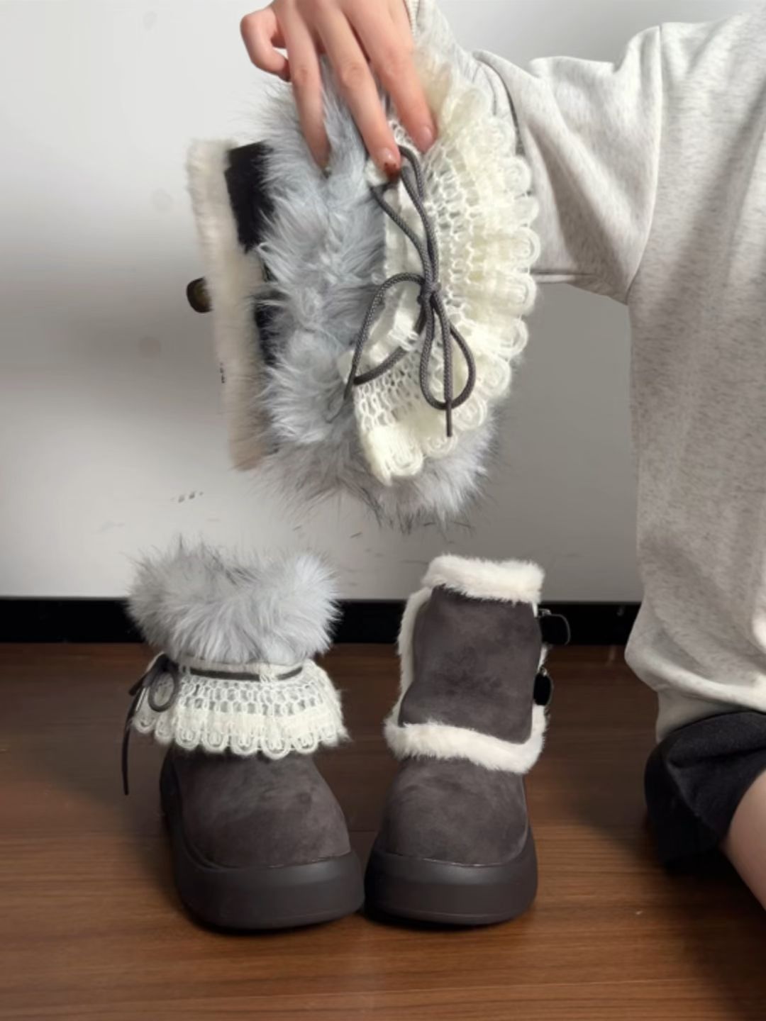 巧克力酱色 描绘灰 夜幕色 圆头  - VALI鞋履AI设计主图