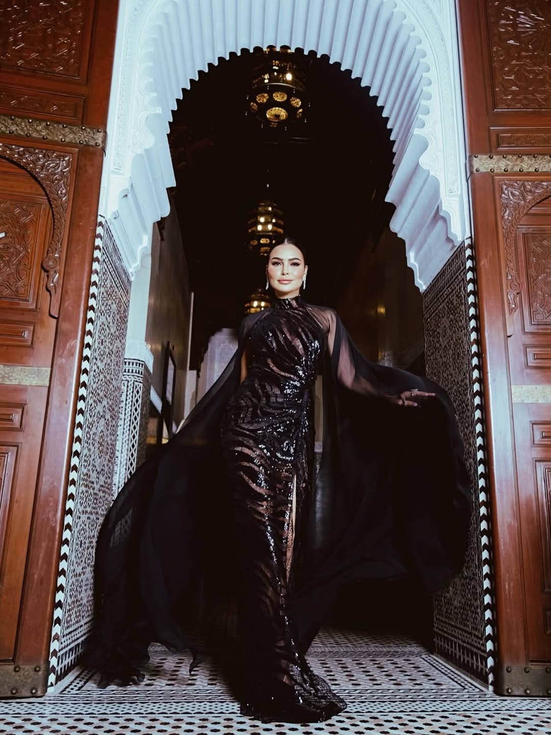 雪纺 A型 满印&循环 钉珠-亮片 巧克力酱色 巧克力梅 暗黑风 哥特风  - VALI鞋履AI设计主图