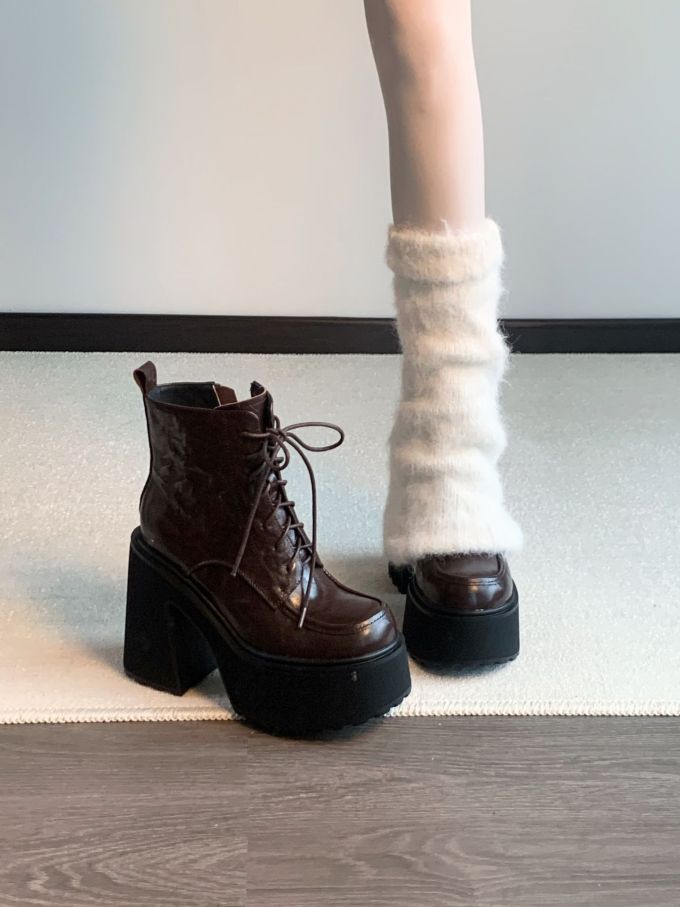 陨石色 鼹鼠色 蕨褐色 圆头 系带 皮革 