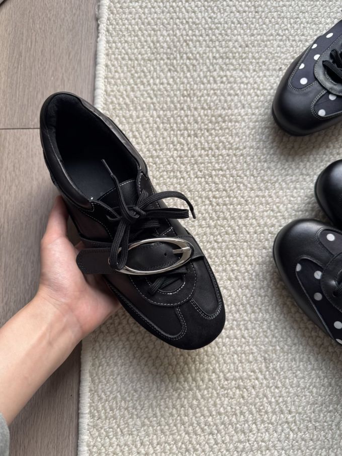 燕尾服 不可穿透 花岗岩灰 圆头 系带 皮革 