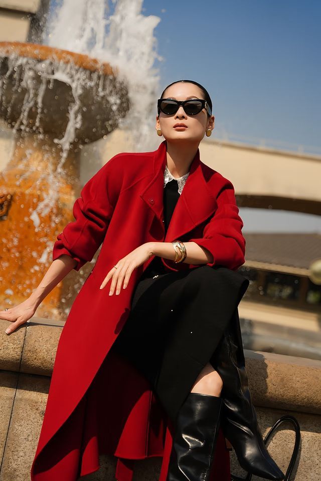 风衣 呢绒 H型 翻驳领 中长袖 基础袖 陨石色 火红 大丽花红 基础扣饰 都市休闲 都市 