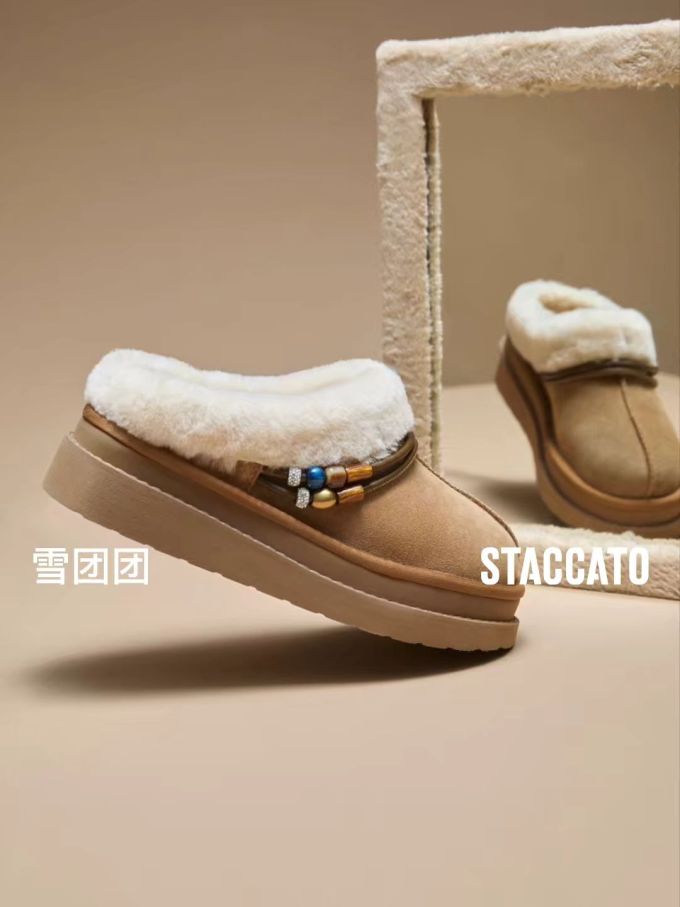 厚底 狐步舞 五子雀 香雪球色 无帮 一脚蹬 绒毛/绒面 