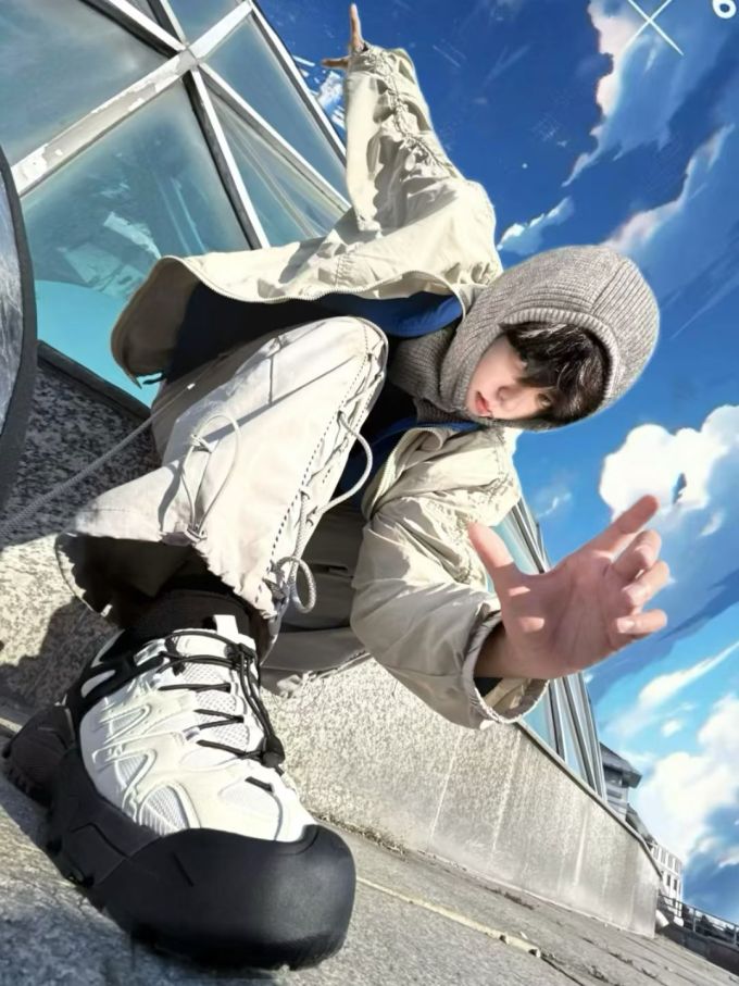 燕尾服 婴儿爽身粉 葵白色 低帮 系带 