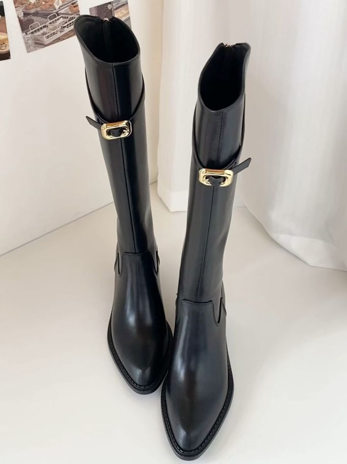 燕尾服 灯黑 橄榄黑 圆头 拉链 皮革 