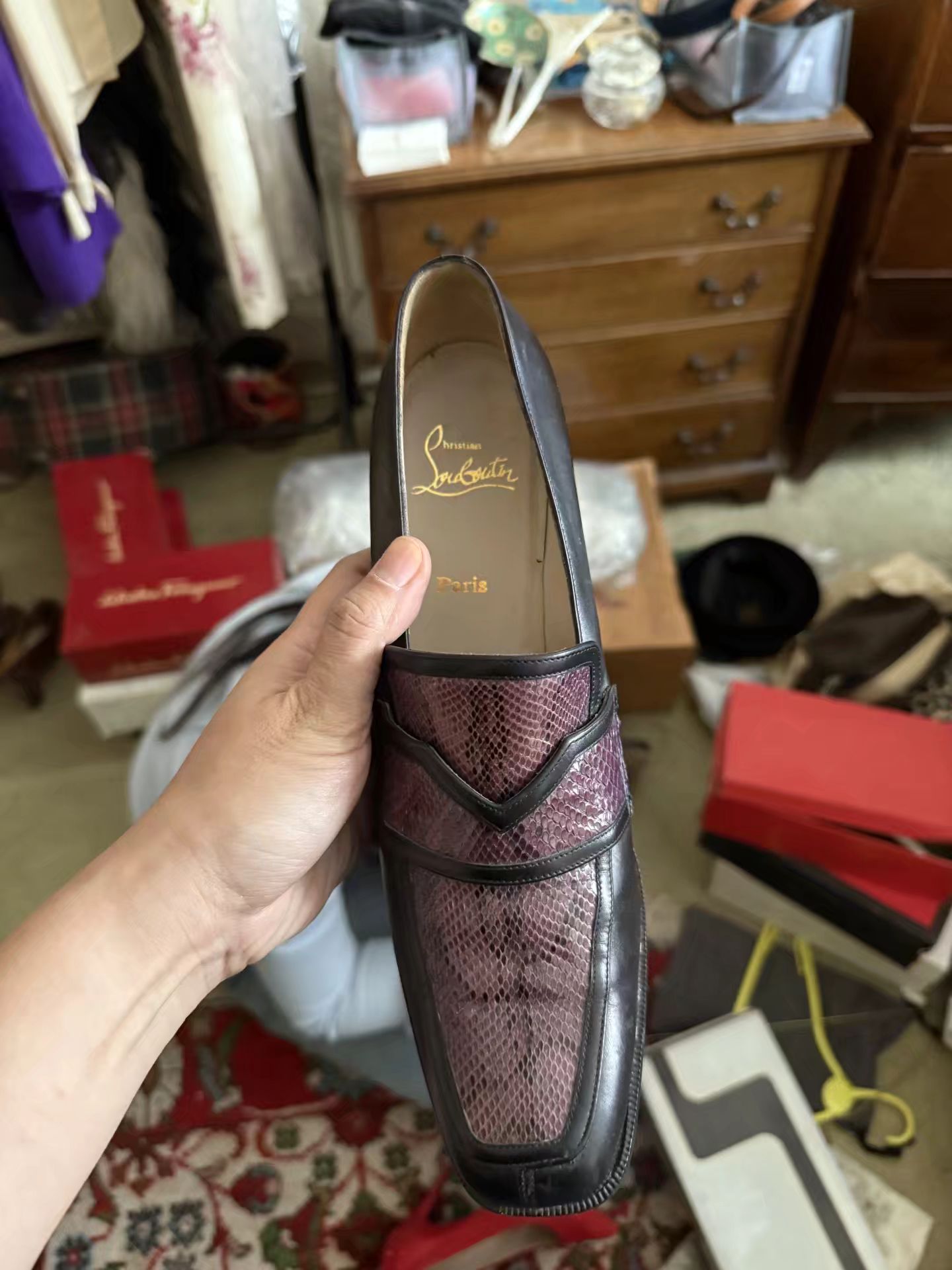 陨石色 咖啡色 褐菇色 方头 深口鞋 皮革  - VALI鞋履AI设计主图