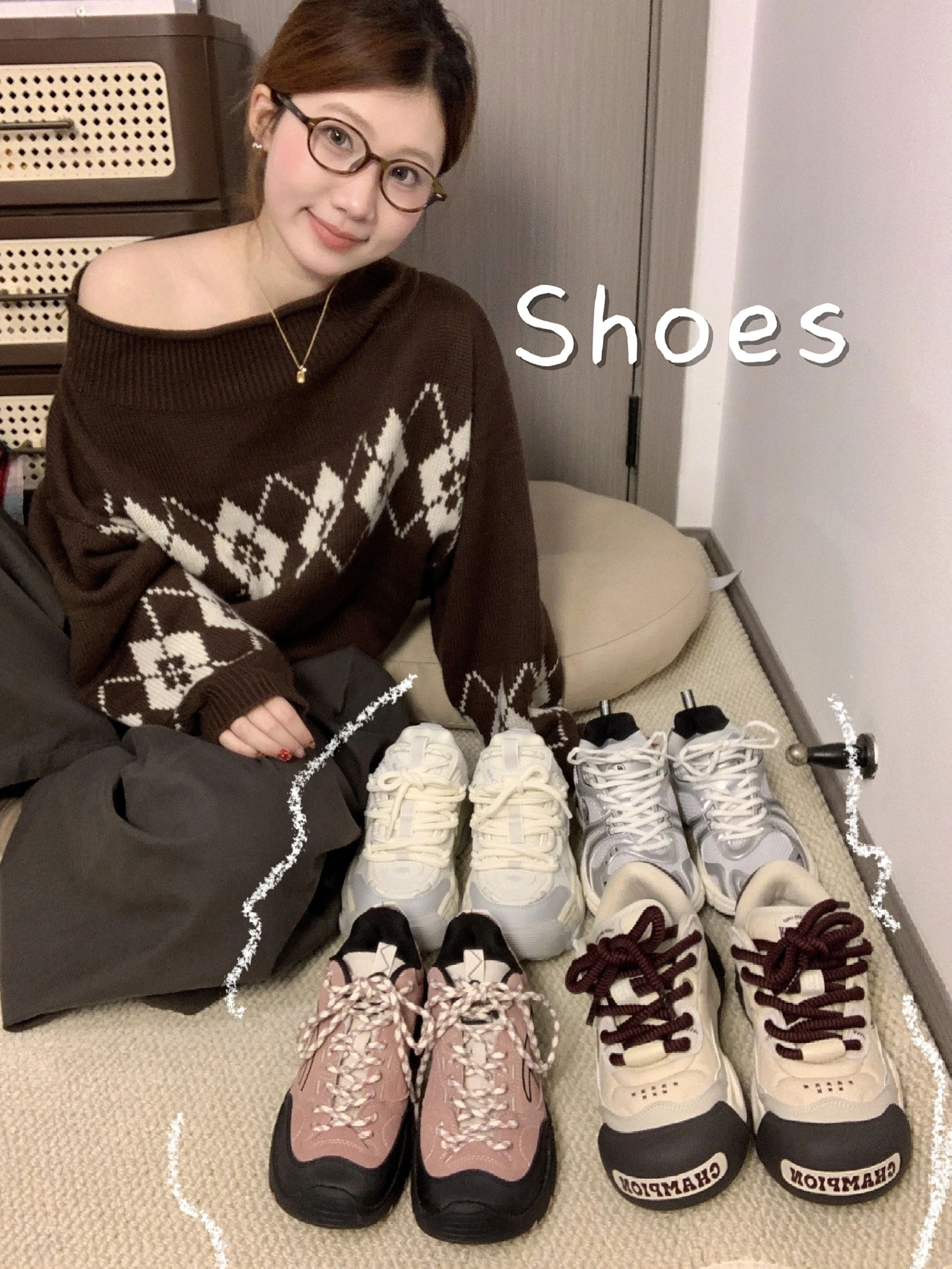 毛纺 满印&循环 格纹/菱格 细针 提花-绞花 咖啡褐色 陨石色 木薯粉色  - VALI鞋履AI设计主图