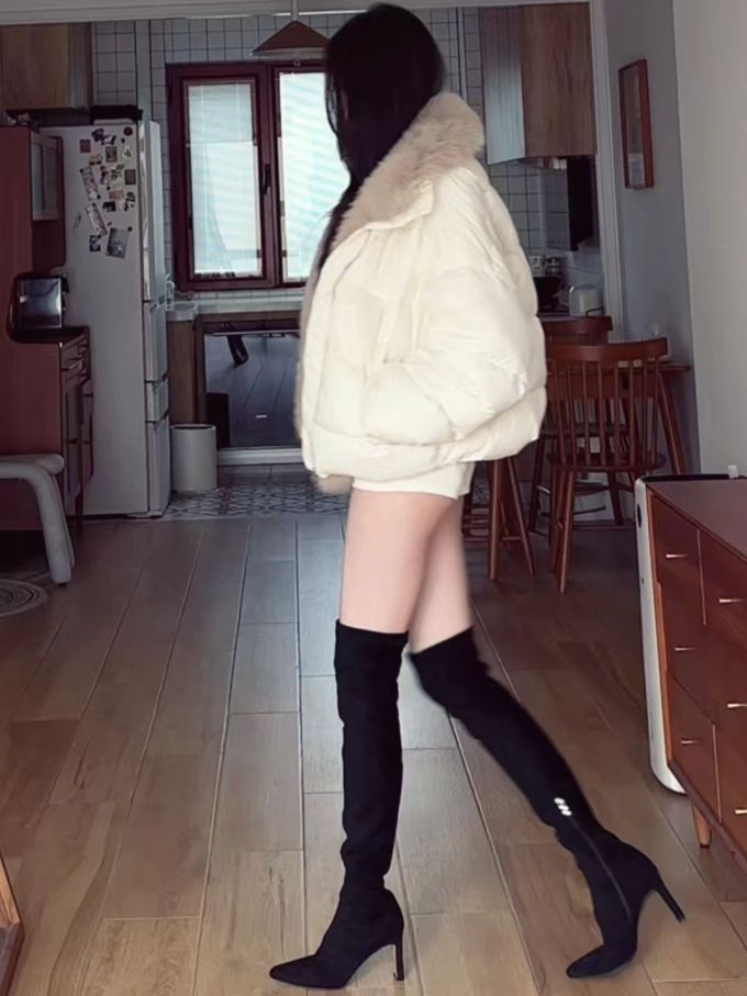 防护功能 O型 连帽领 超长袖 棉羽绒袖 鹭白 卡布奇诺泡沫 北极狼 毛条 