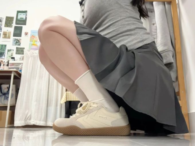 木灰色 雾白色 狐步舞 低帮 系带 皮革 