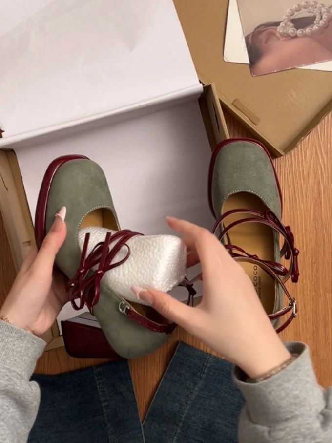 巧克力软糖 阴暗绿 榉树色 圆头 浅口鞋 皮革 