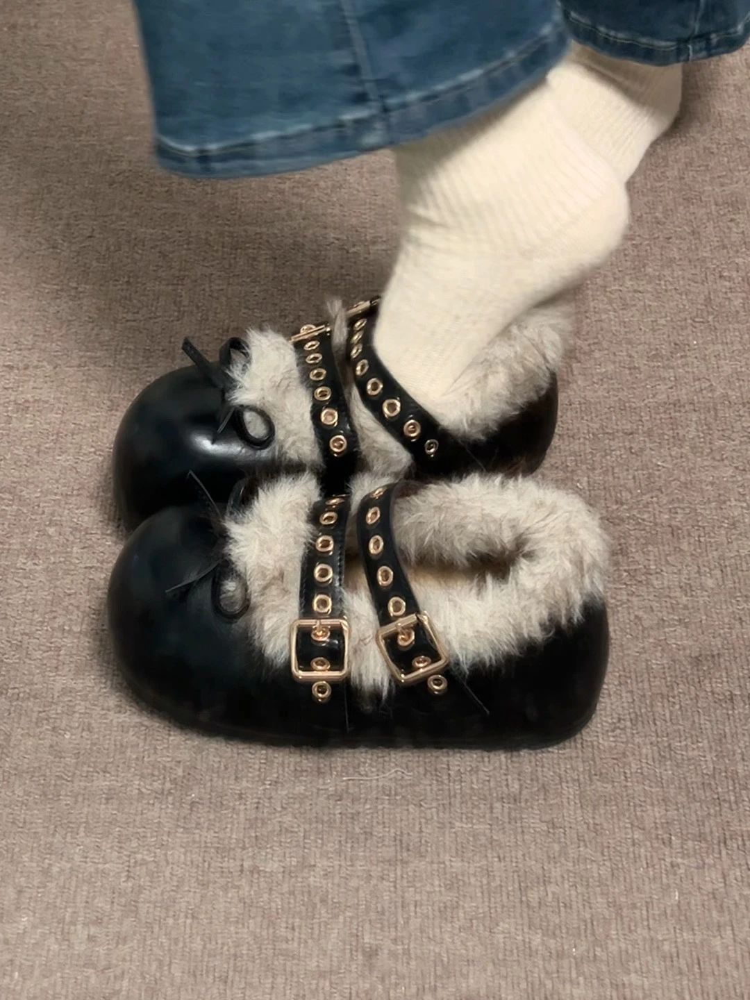 燕尾服 咖啡褐色 夏日沙 无帮 袢扣 绒毛/绒面  - VALI鞋履AI设计主图