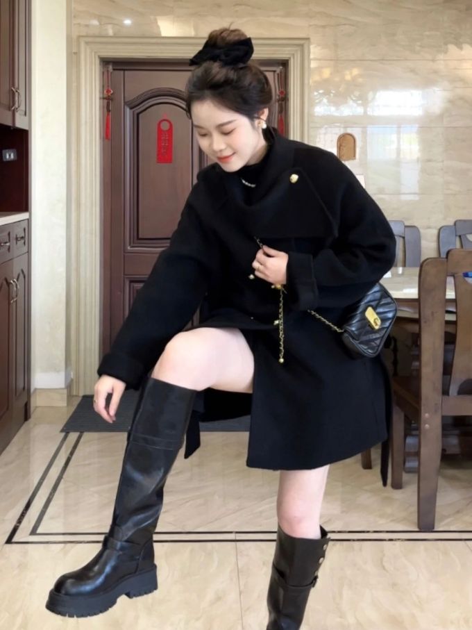 呢绒 H型 立领 中长袖 基础袖 男中音蓝 