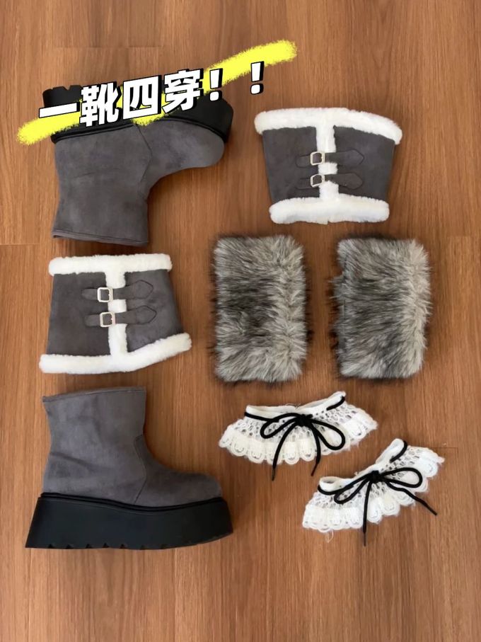 燕尾服 棕灰色 灰色萤石 圆头 皮革 