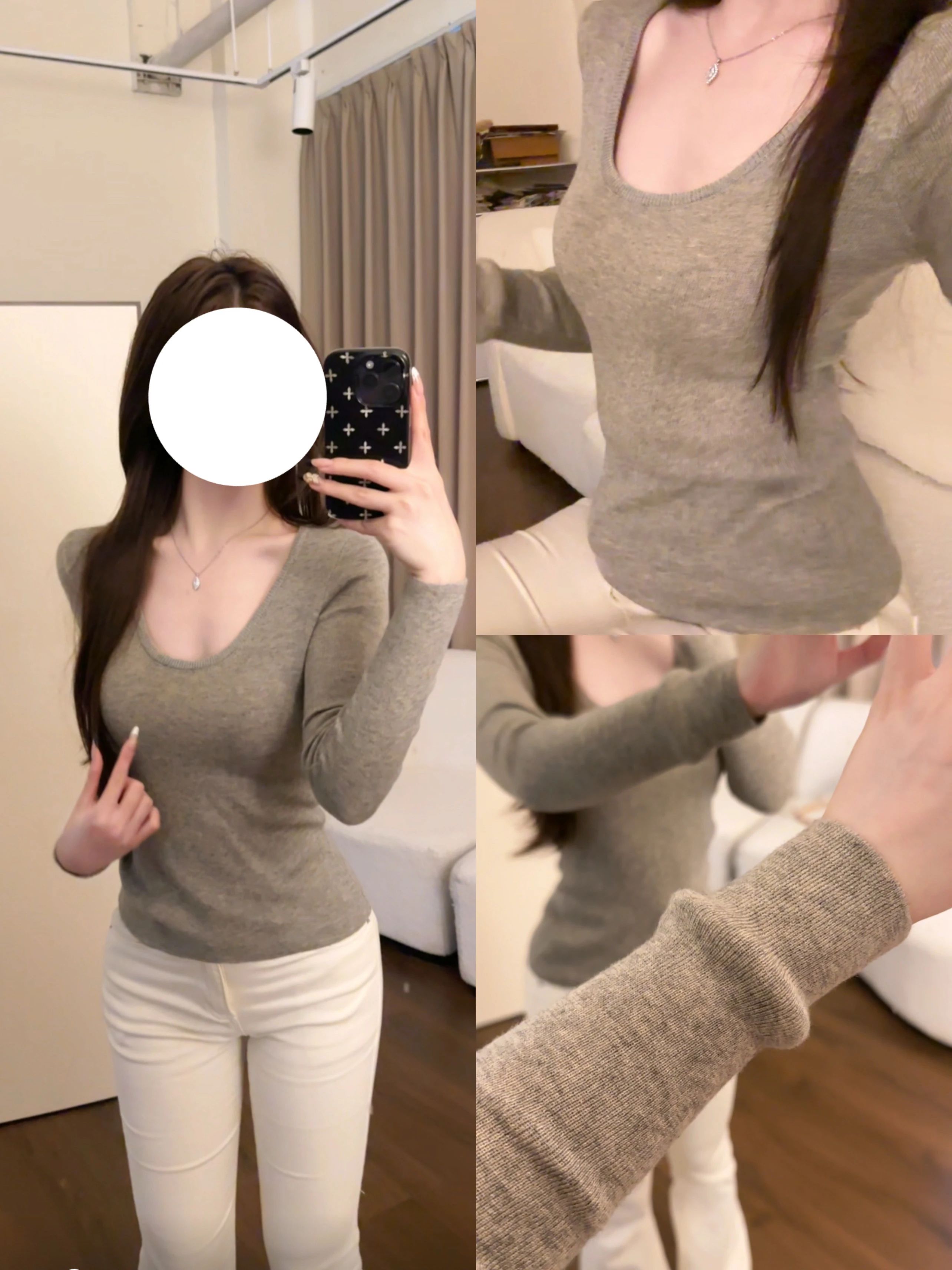 针织面料 圆形领 无袖 自然色 鸡油菌色 土罐色  - VALI鞋履AI设计主图