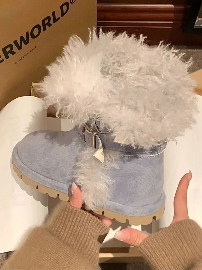 果汁刨冰色 流沙色 玫瑰灰 圆头 绒毛/绒面 