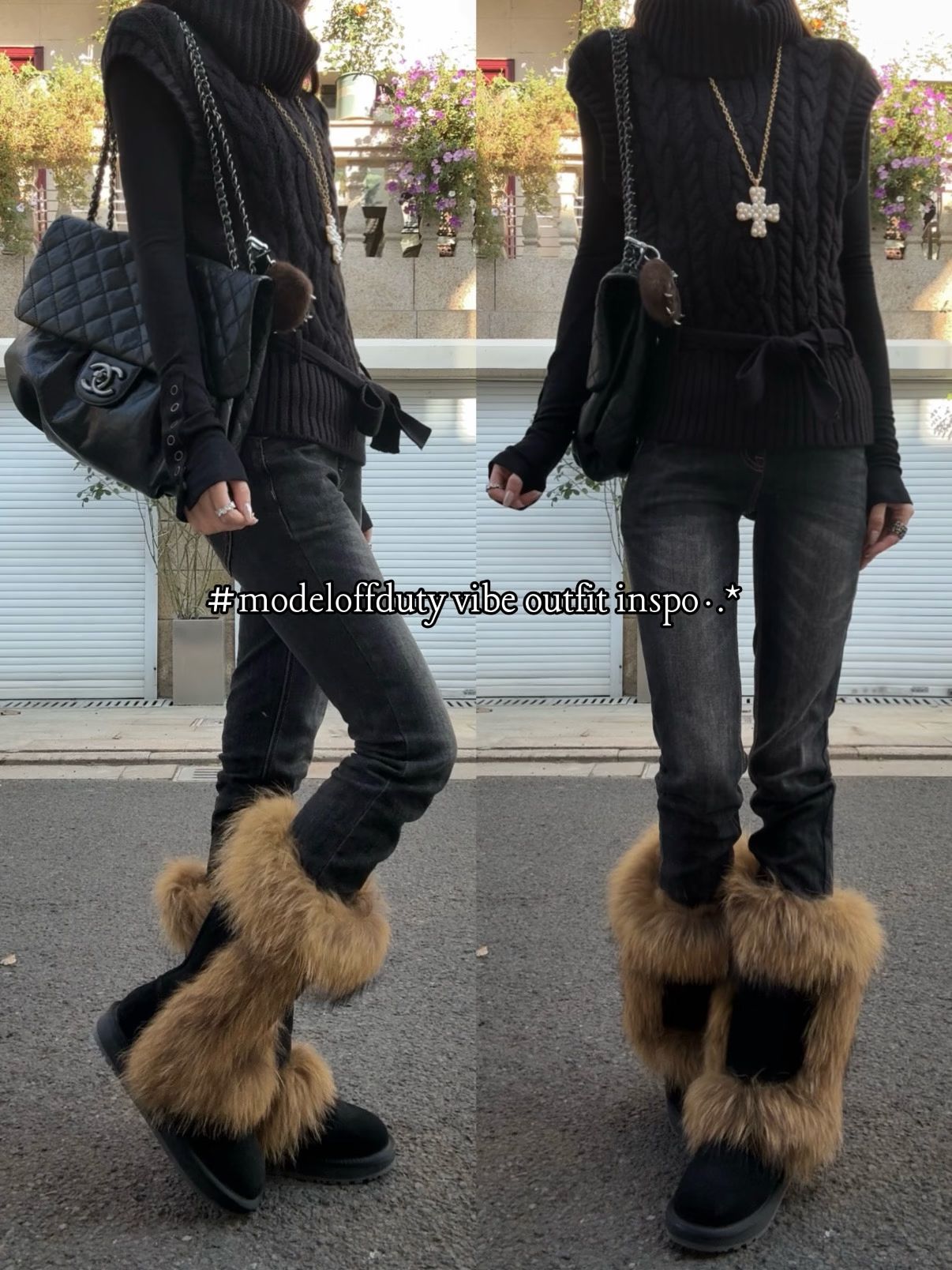 毛纺 立领 中长袖 无袖 细针 针织螺纹 提花-绞花 燕尾服 棕灰色  - VALI鞋履AI设计主图