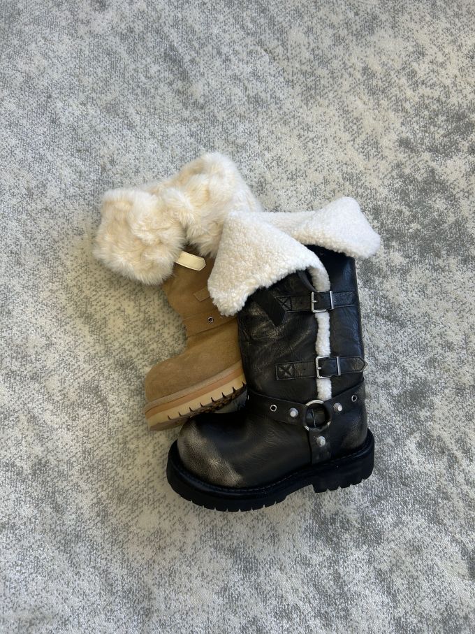 燕尾服 古裙衬 墙灰色 圆头 袢扣 皮革 