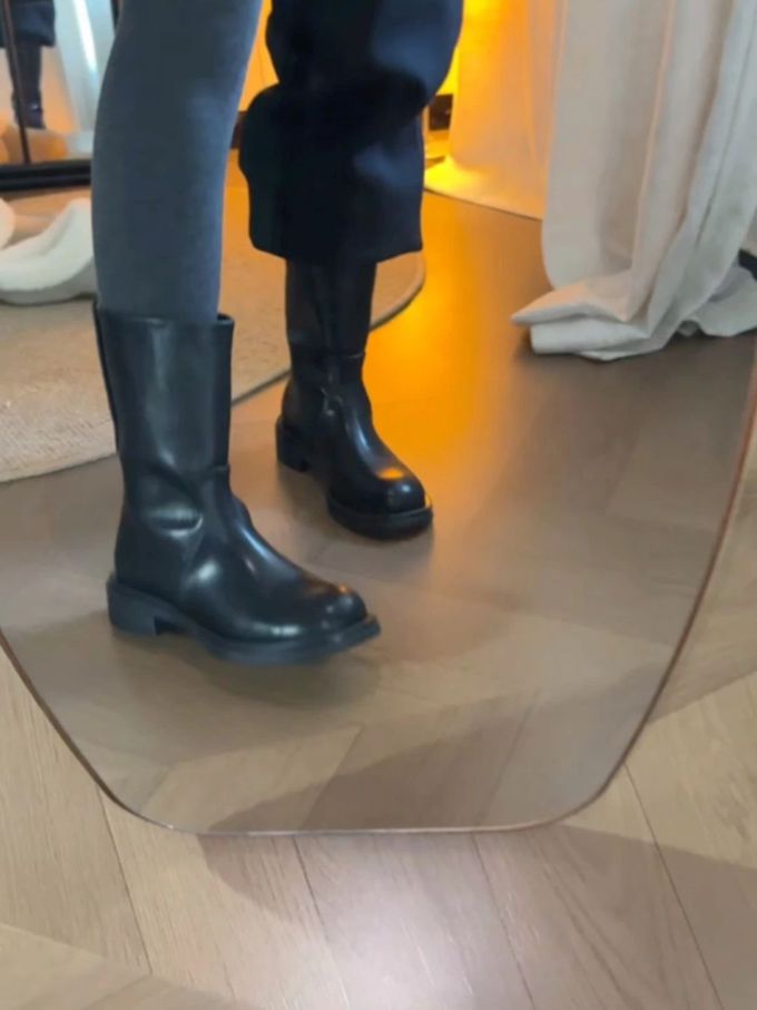 碳色 印度蓝 分层海 圆头 皮革 