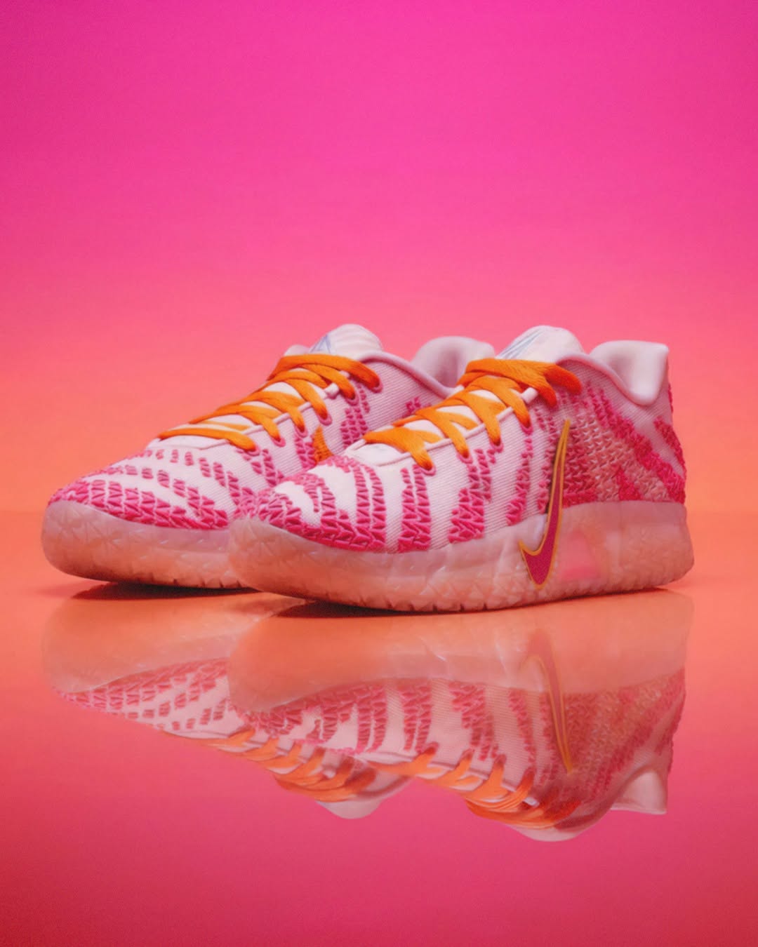 淡玫瑰色 丝带红 火烈鸟羽 中帮 系带 网面  - VALI鞋履AI设计主图