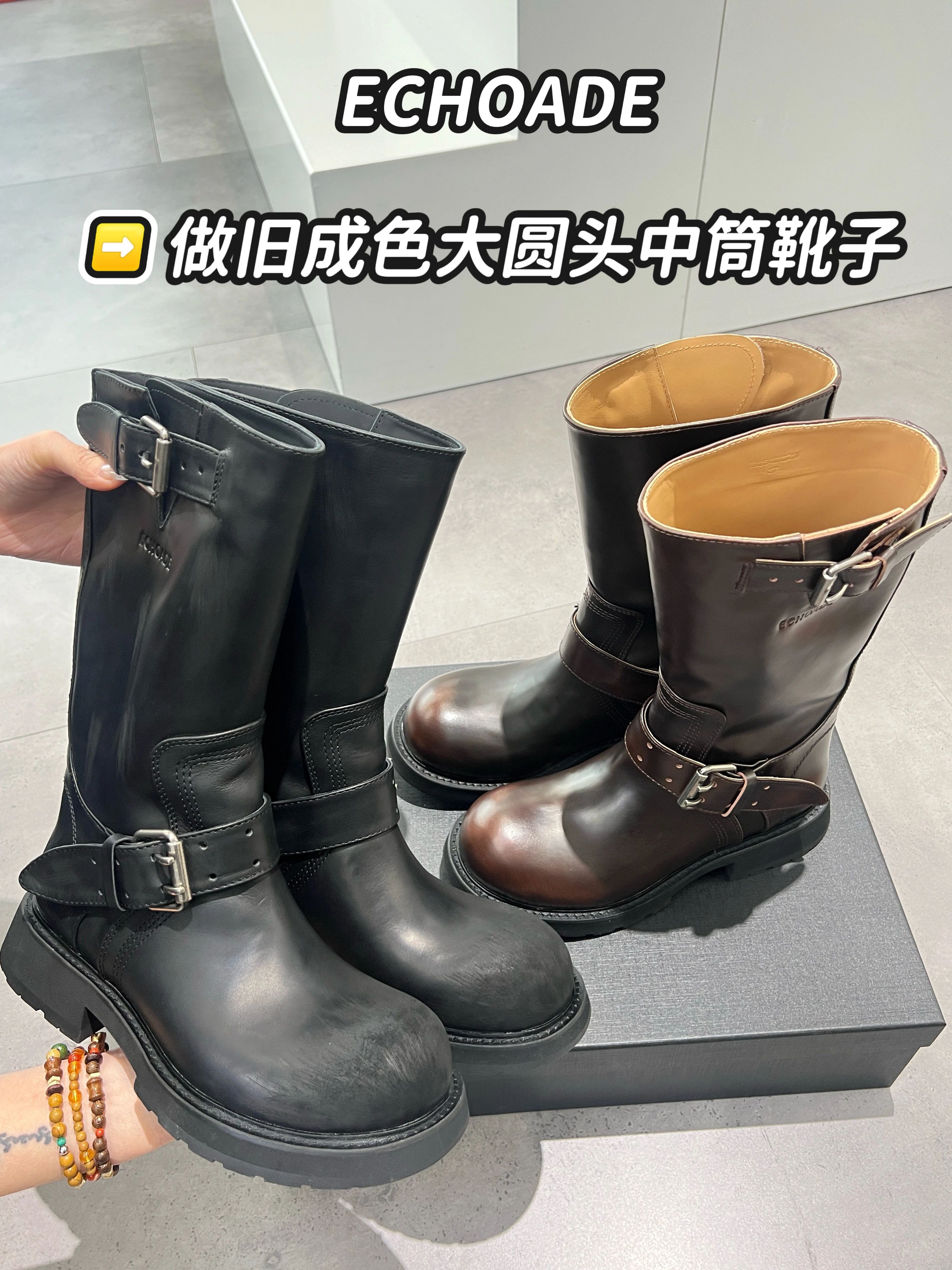 阿芬宾舍犬 青铜色 轮廓灰 圆头 袢扣 皮革  - VALI鞋履AI设计主图